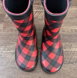 buffalo check rain boots